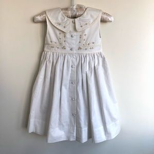 White Sleeveless Embroidered Dress, Size 2